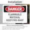 Signmission Flammable Material Keep Fire Away Danger Sign, Vinyl Decal, 10in W x 7in L, 2PK OS-2PACK-DS-D-710-L-2350 - alternate 4